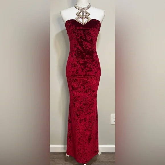 Handmade | Dresses | Vintage 9s Red Velvet Bodycon Backless Formal Maxi  Dress | Poshmark